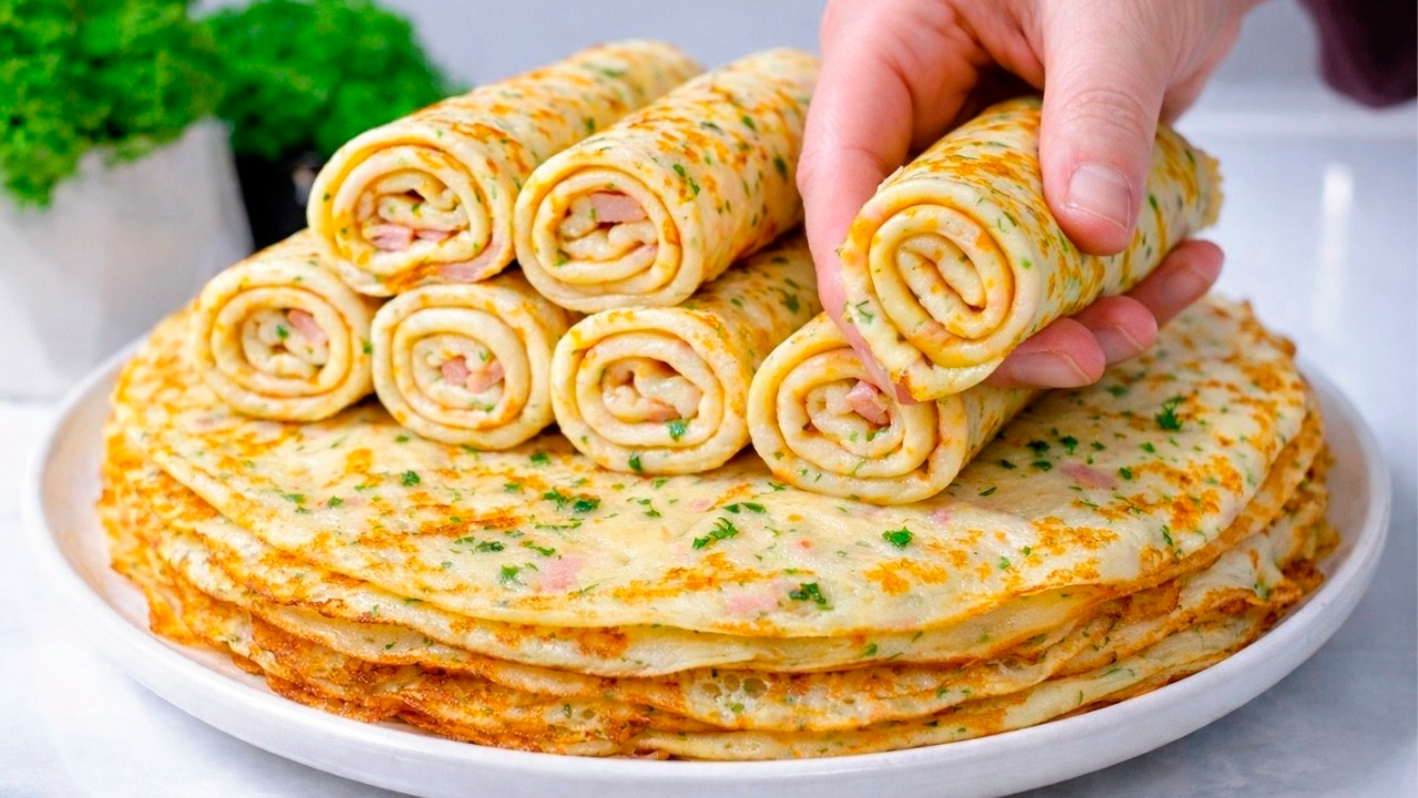 Закусочные тонкие блинчики с припеком